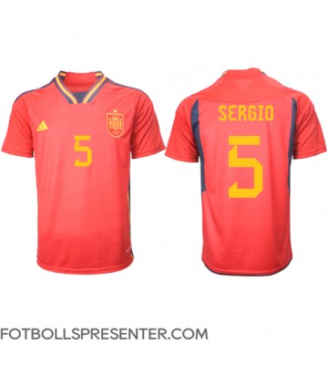 Spanien Sergio Busquets #5 Hemma Matchtröja VM 2022 Kortärmad